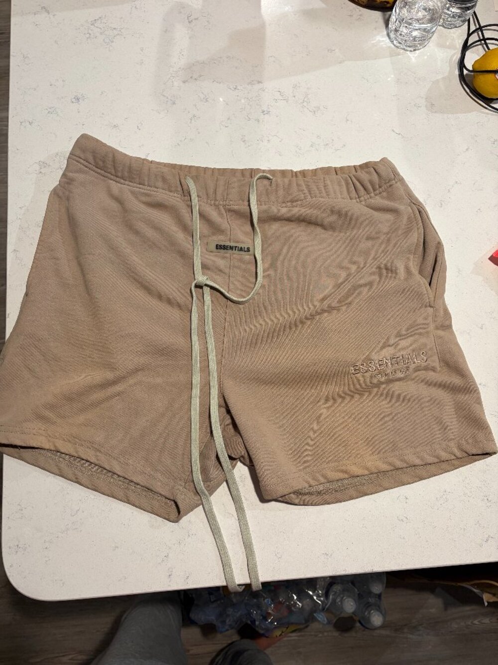 Tan Men's Fear of God ESSENTIALS Shorts Size Small